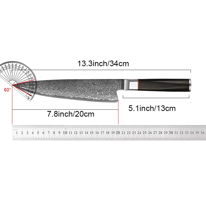 8-Inch Damascus Steel Chef's Knife – 67-Layer High Carbon Blade Damascus Chef Knife Axl
