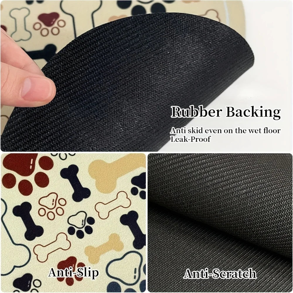 Non-Slip Quick-Dry Dog Feeding Mat | Paw Print Pet Bowl Pad Pet Feeding Mat Axl