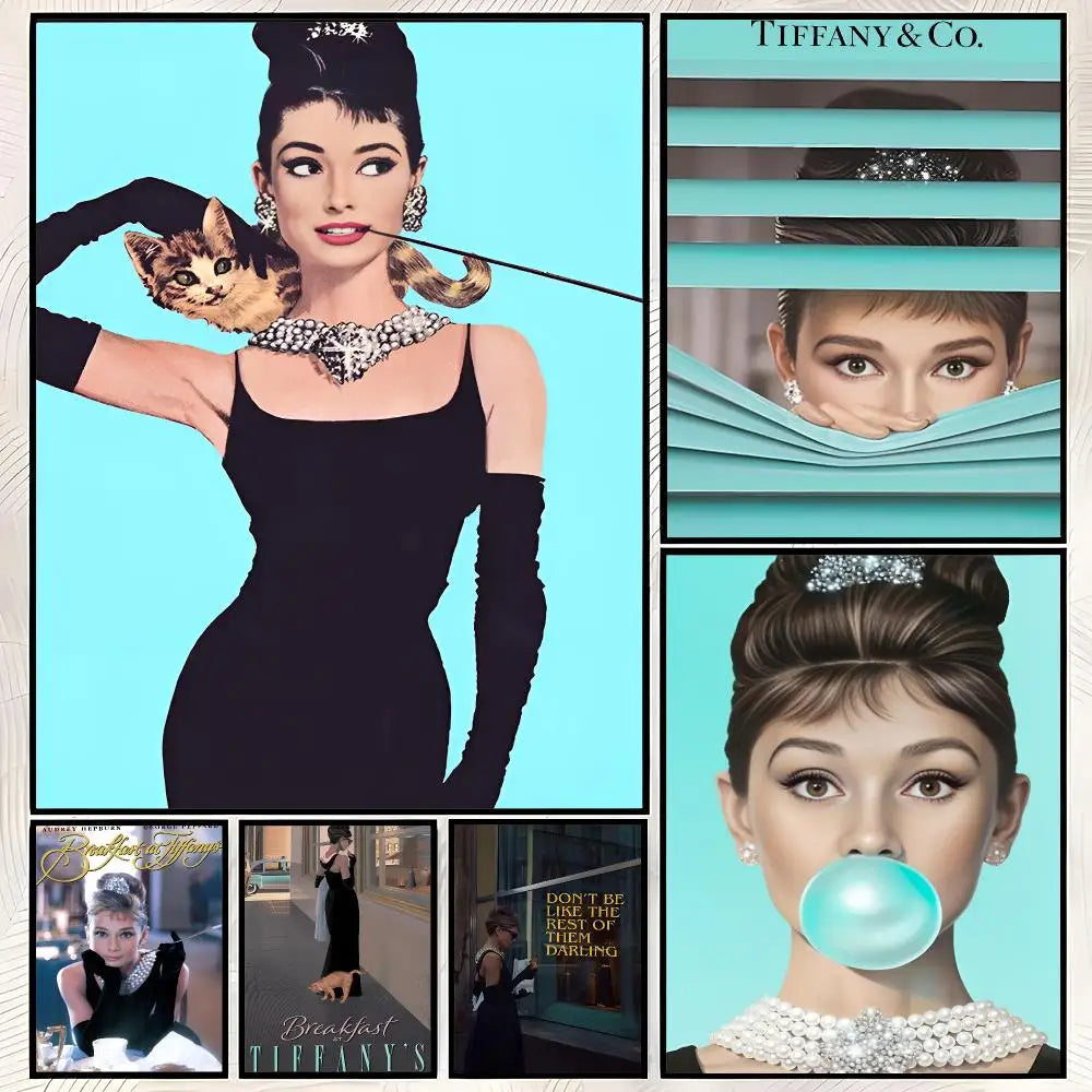 Audrey Hepburn Breakfast at Tiffany's HD Self-Stick Wall Poster Wall Poster Decal Axl