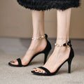 Women's Pearl Ankle Strap Stiletto Sandals – Party High Heels Stiletto Heel Sandals Axl Black 39