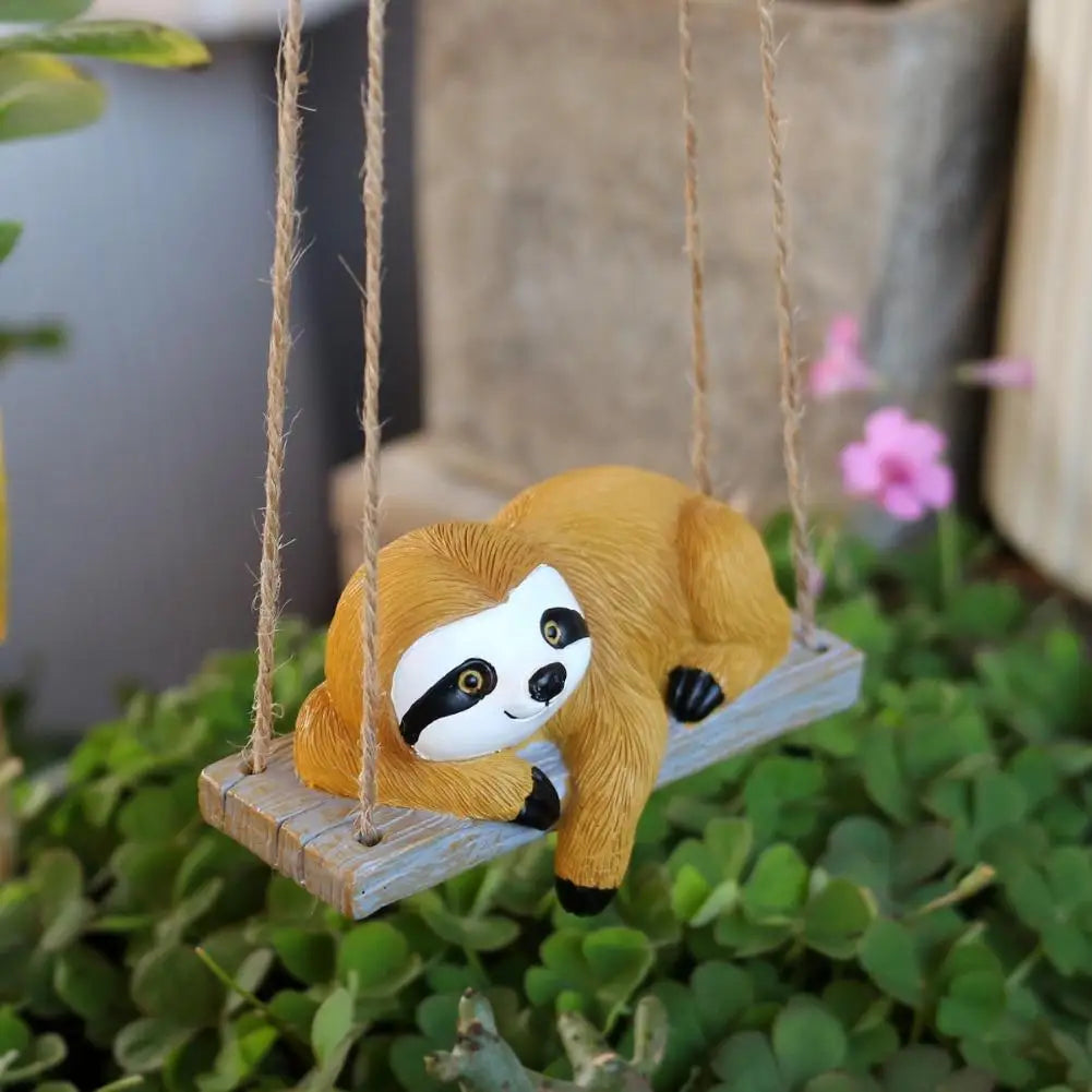 Sloth Swing Hanging Ornament – Resin Garden Figurine Decor Garden Hanging Ornament Axl