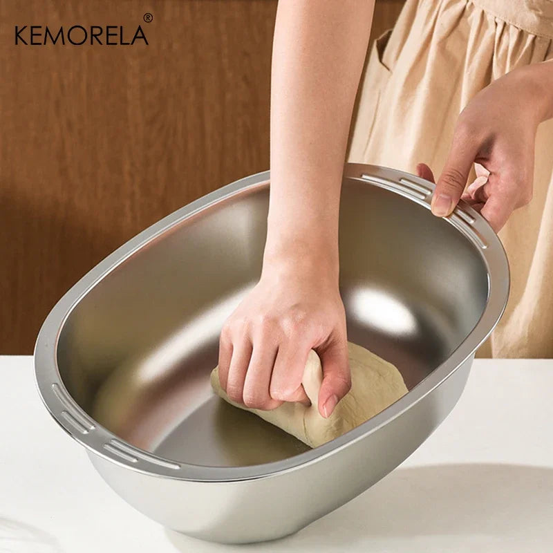 KEMORELA 304 Stainless Steel Rice Washing Basin & Colander Kitchen Colander Axl