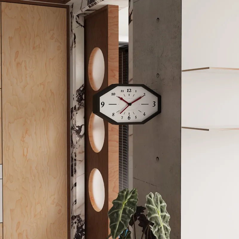 Double-Sided Silent Wall Clock – Minimalist Wood Quartz Decor Wall Clock Axl