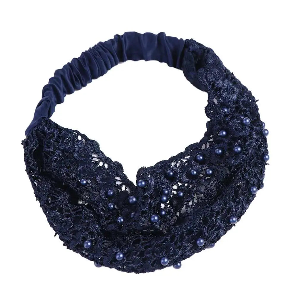 Korean Wide Pearl Lace Headband – Women's Hair Hoop Accessory Fashion Headband Axl