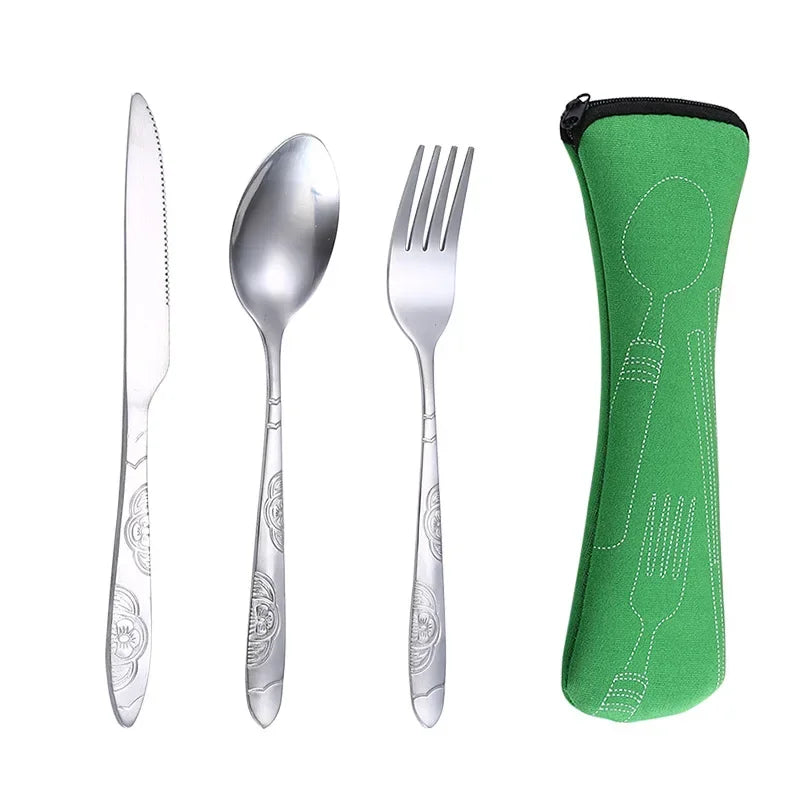 Stainless Steel Travel Cutlery Set – Fork, Spoon & Knife Kit Travel Cutlery Set Axl