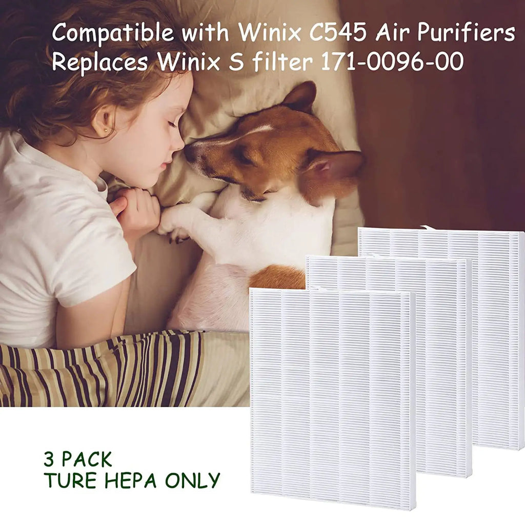 3-Pack HEPA Filter S for Winix C545 | Replaces 1712-0096-00 Air Purifier Filter Axl