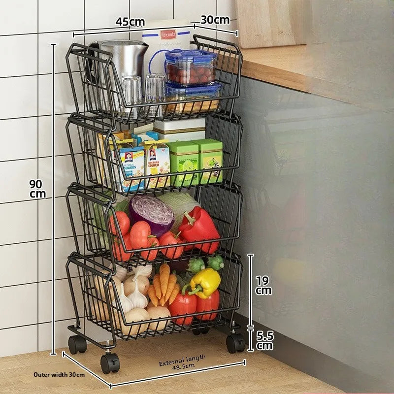 Nordic Metal Kitchen Storage Rack – 3/4/5 Tier Organizer Kitchen Storage Rack Axl 4 Levels