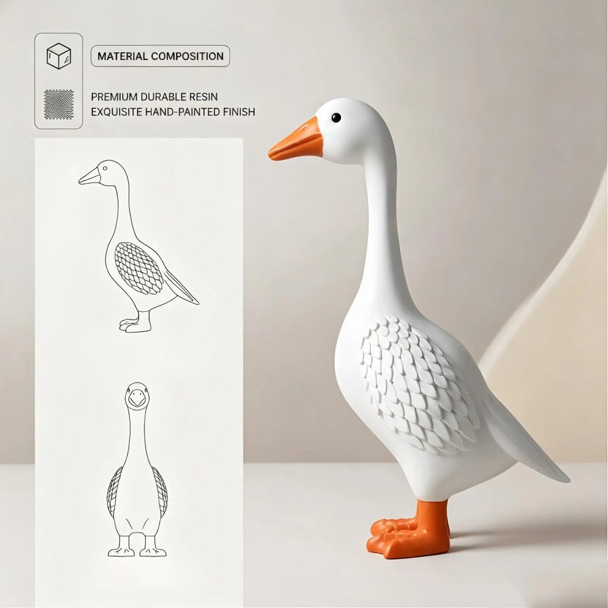 Resin Porch Goose Statue – All-Weather Garden Yard Decor Garden Goose Statue Axl