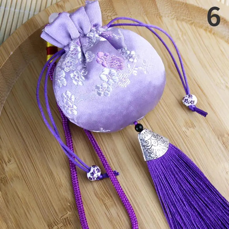 Vintage Brocade Sachet Bag – Hanfu Tassel Car Hang & Storage Decorative Sachet Pouch Axl purple