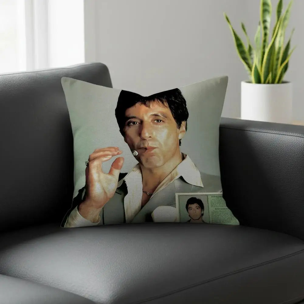 Scarface Linen Cushion Cover | Movie Print Pillowcase Set Decorative Cushion Cover Axl White7 60X60cm