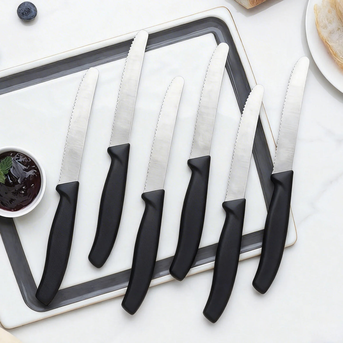 Serrated Stainless Steel Knives – Fruit, Bread & Steak Set Serrated Kitchen Knives Axl