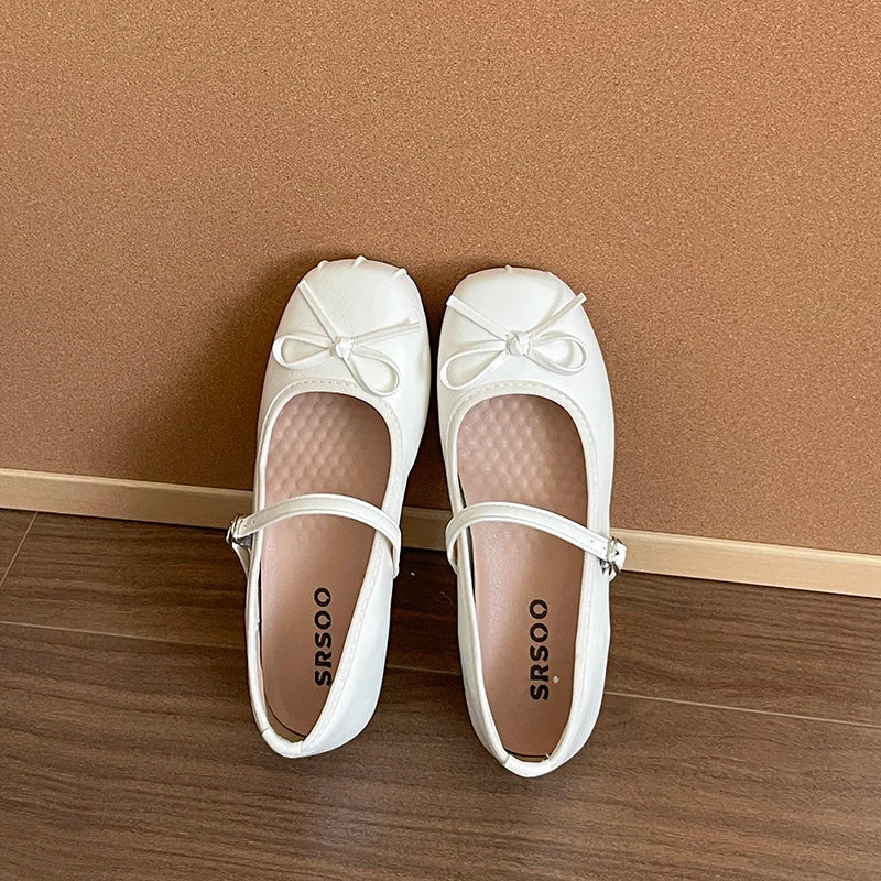 Women's Bow Mary Jane Ballet Flats – Sweet Elegant Shoes Ballet Flats Axl Beige 40
