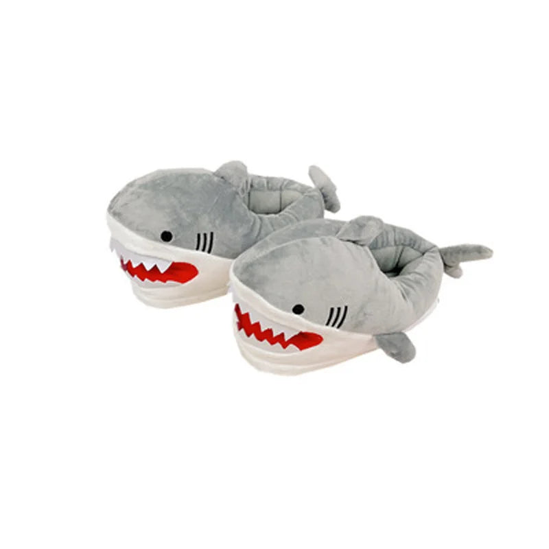 Lorilury Shark Furry Slippers – Women's Cartoon Indoor Slides Novelty Fur Slippers Axl Gray ONE SIZE