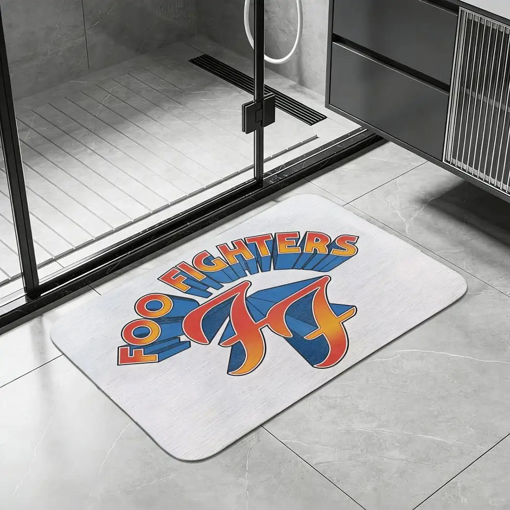 Diatomite Bath Mat – Quick Dry, Anti-Slip Rock Band Design Bath Mat Axl White1 40x60cm
