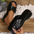 HAJINK Women's Open Toe Wedge Sandals – Slip-On Casual Women's Wedge Sandals Axl Black 38