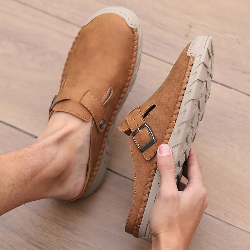 Women's Closed-Toe Anti-Slip Flat Slippers – Indoor & Outdoor Flat Slippers Axl brown 44