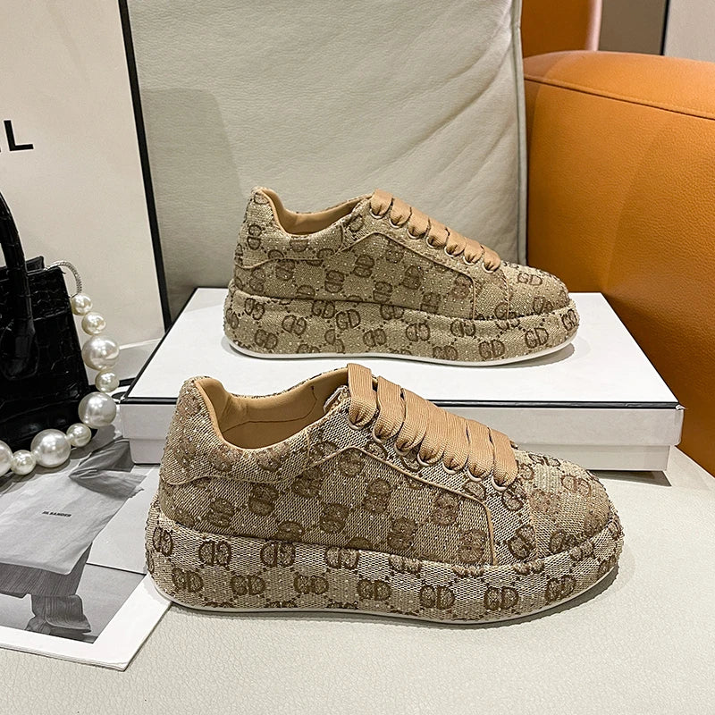 Women's Rhinestone Platform Sneakers – Luxury Designer Casual Shoe Platform Sneakers Axl