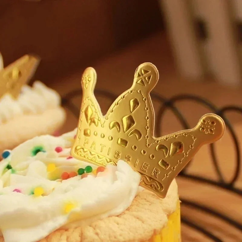 50 Pcs Gold Princess Crown Birthday Cake Toppers | Party Decor Cake Toppers Axl