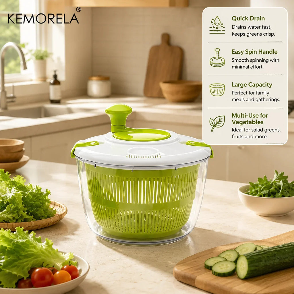 KEMORELA Salad Spinner – Lettuce Washer, Dryer & Drainer Salad Spinner Axl