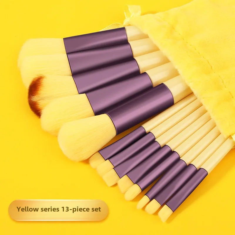 Professional Makeup Brush Set – Contour, Highlight & Eye Shadow Makeup Brush Set Axl Yellow 13 pieces - d
