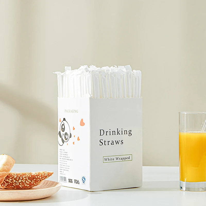 100/300 Pcs Individually Wrapped PP Jumbo Drinking Straws Drinking Straws Axl