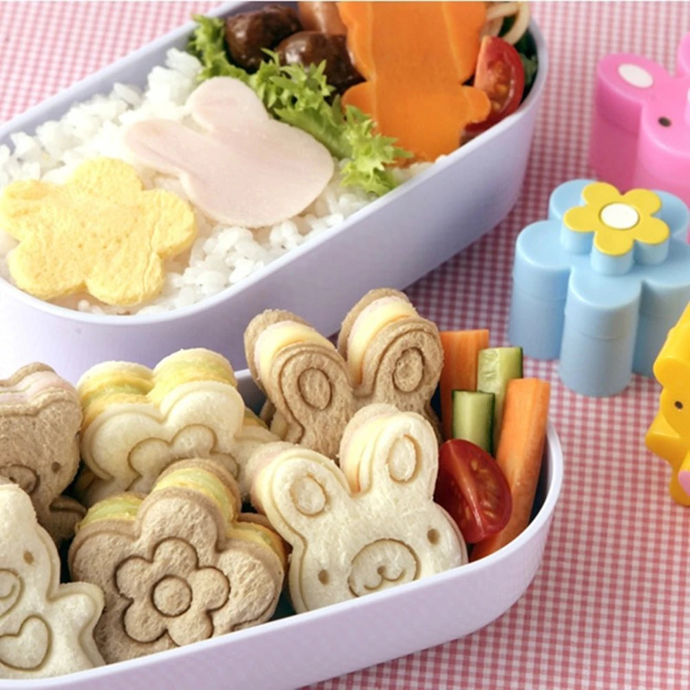 3-Piece Sandwich Crust Cutter Mold Set – Rabbit, Bear & Flower Sandwich Cutter Mold Axl