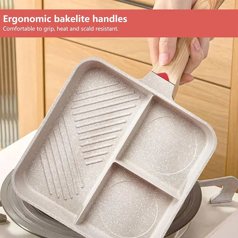 Nonstick 3-in-1 Divided Grill Pan – Square Aluminium Skillet Divided Grill Pan Axl