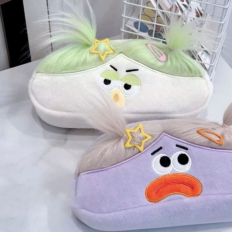 Kawaii Plush Pencil Case – Large Capacity Cartoon Big Mouth Girl Plush Pencil Case Axl