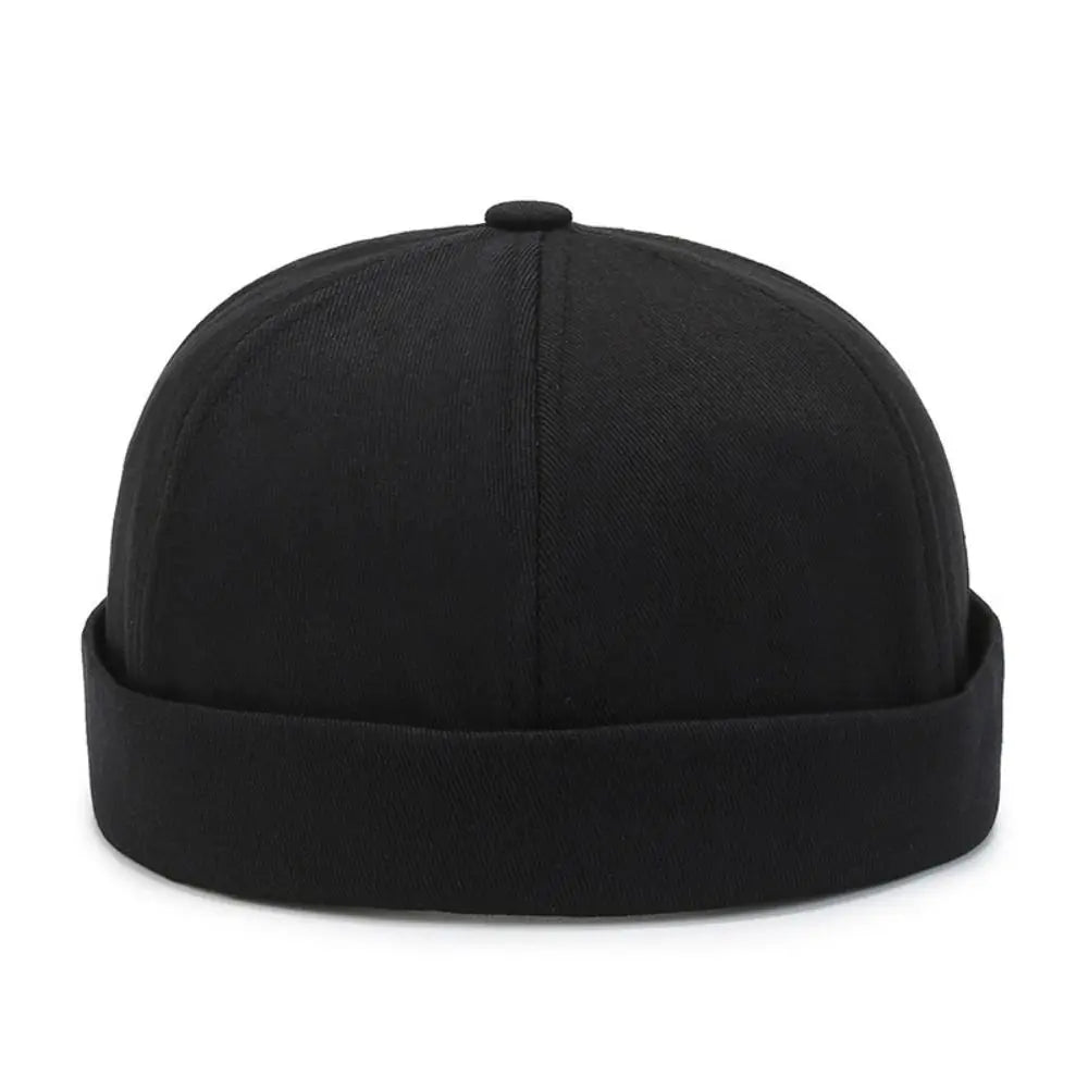 Vintage Washed Cotton Brimless Docker Cap – Unisex Dome Hat Brimless Docker Cap Axl