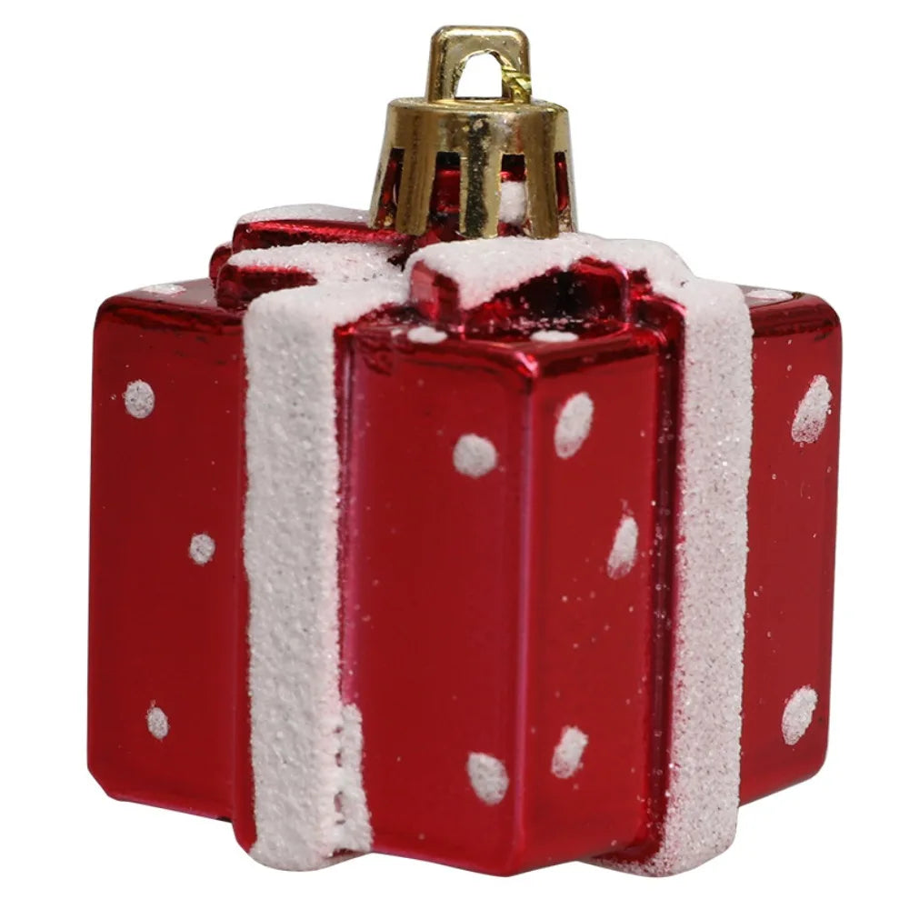 Painted Plastic Christmas Gift Box Tree Ornaments Pendants Christmas Tree Ornaments Axl