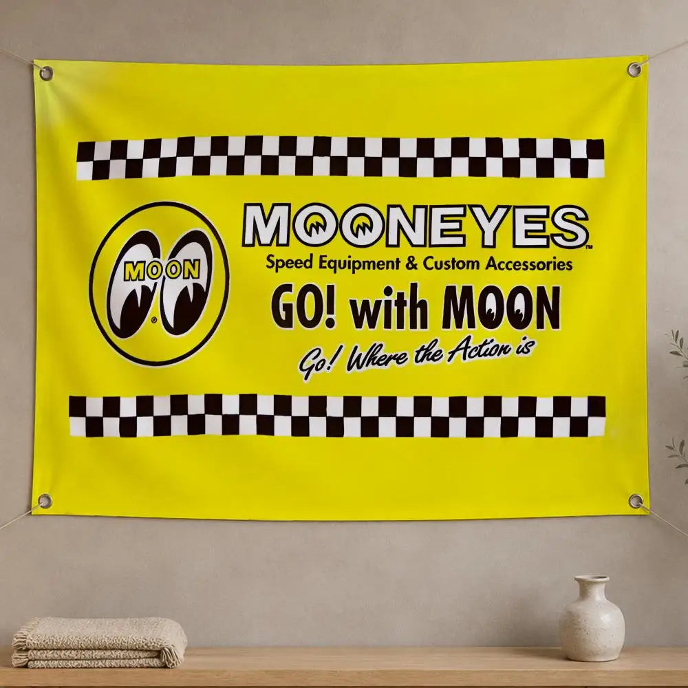 MOONEYES Wall Hanging Flag Banner – Indoor & Outdoor Decor Wall Flag Banner Axl White02 120x180cm