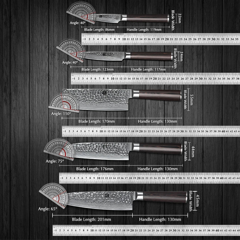 XINZUO 5-Piece Damascus Steel Kitchen Knife Set | Pakkawood Kitchen Knife Set Axl China Mainland