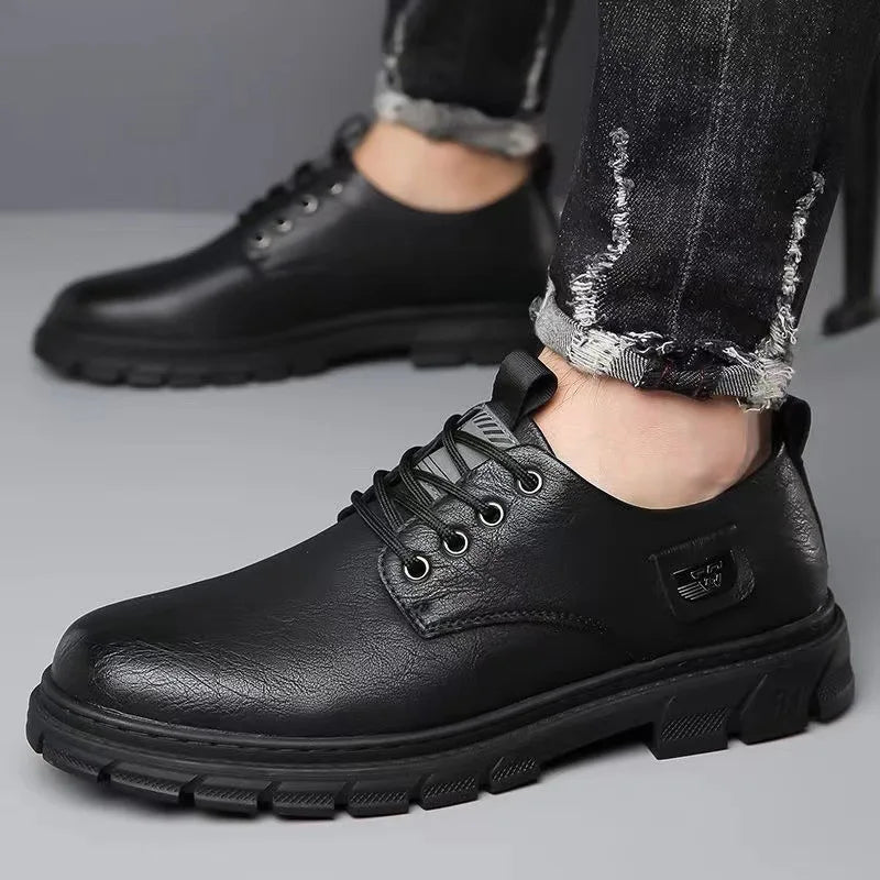 YBQJOO Men's Soft Sole Casual Leather Shoes – Nonslip Walking Men's Casual Shoes Axl black 43