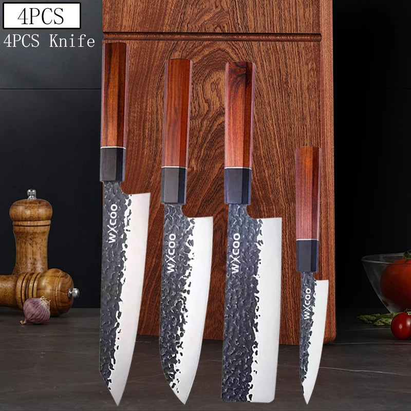 WXCOO Japanese Chef Knife – Forged Stainless Steel Santoku Set Kitchen Knife Set Axl 4PCS