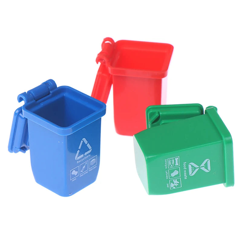 5-Pc Dollhouse Miniature Trash Cans & Sorting Bins 1:12 Scale Dollhouse Accessories Axl