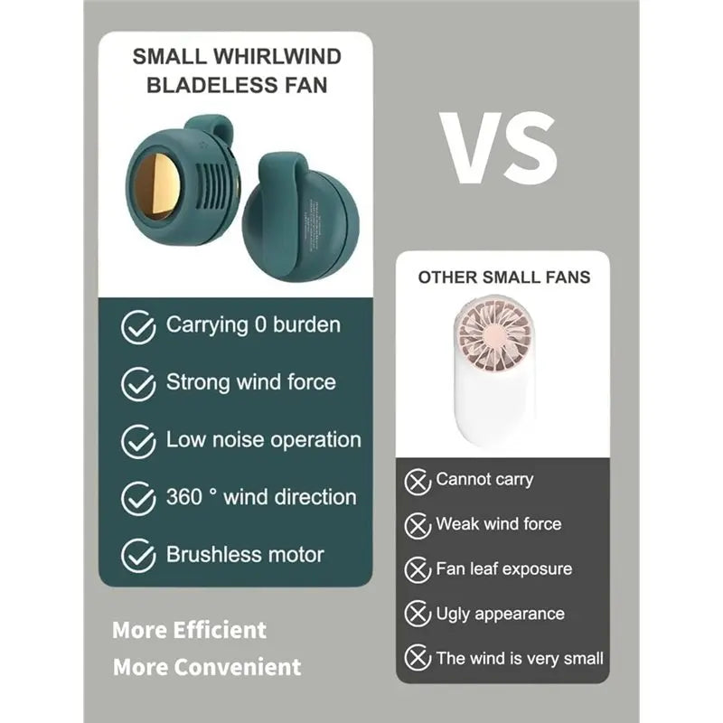 Clip-On Bladeless Mini Fan – Portable, Silent, 3-Speed (2 Pack) Portable Clip-On Fan Axl
