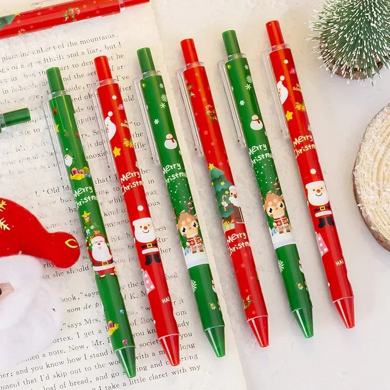 10-Pack Christmas Cartoon Gel Pens 0.5mm Black Ink | Press Pens Gel Pen Set Axl black 10PC mix