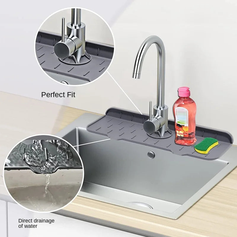 Silicone Faucet Mat – Sink Splash Guard & Countertop Draining Pad Silicone Sink Mat Axl