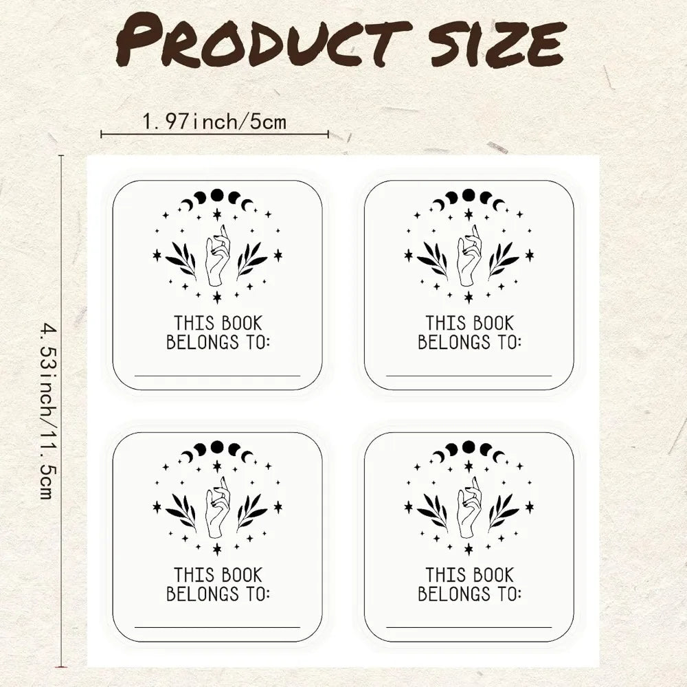 Moon Phase Book Plate Stickers – 15 Sheets, 60 PVC Labels Book Plate Stickers Axl