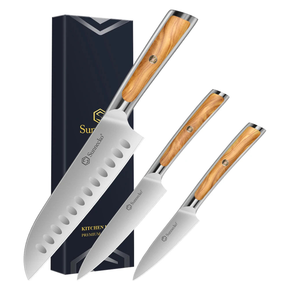 Sunnecko Japanese Chef Knife – 1.4116 Steel & Olive Wood Handle Japanese Chef Knife Axl 3PCS Knives Set China Mainland