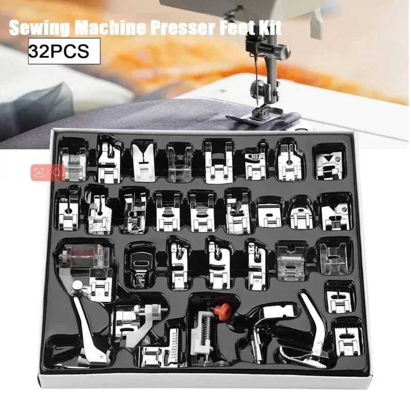 32-Piece Presser Foot Set for Sewing Machines – Complete Kit Presser Foot Set Axl
