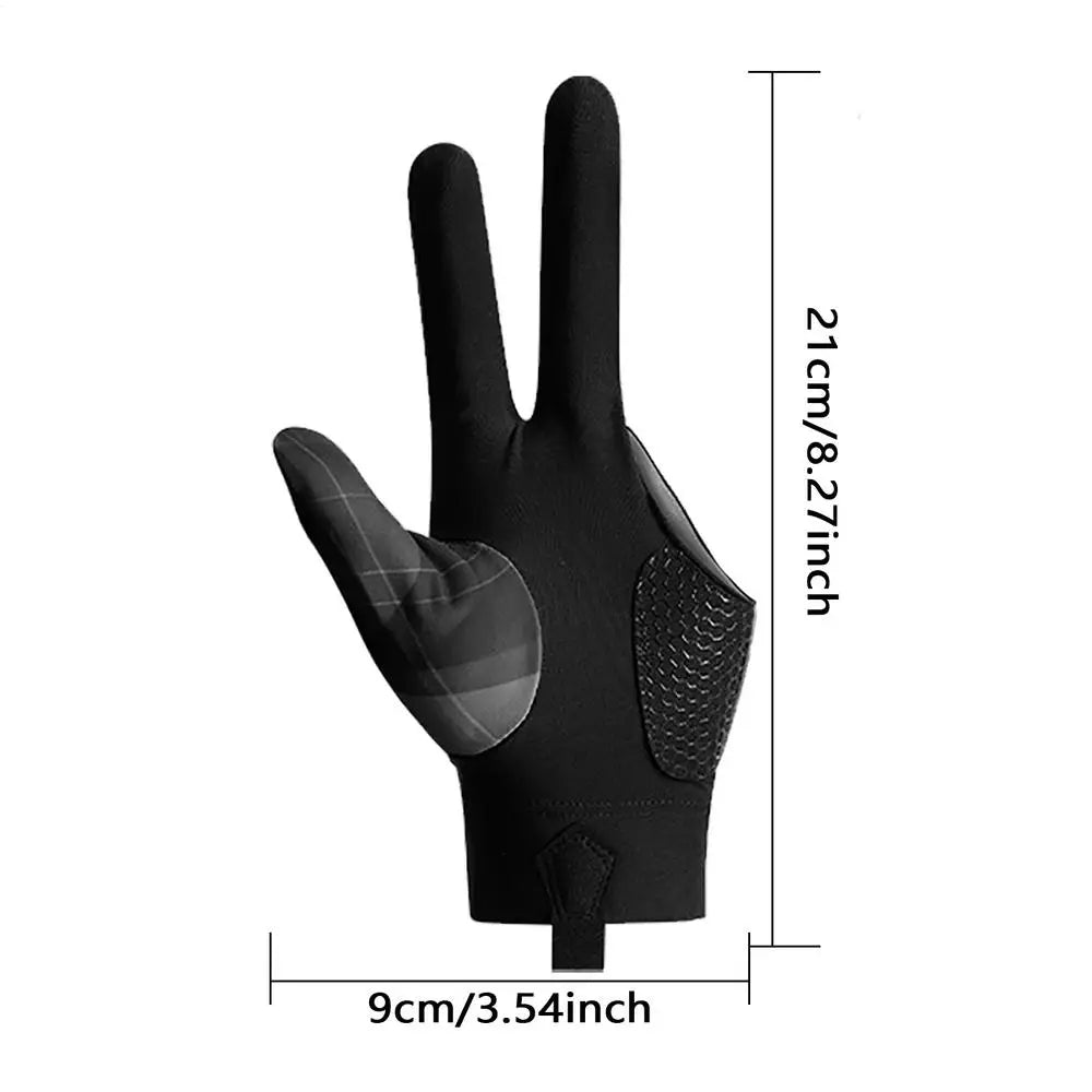 Fingerless Billiard Pool Glove – Non-Slip 3-Finger Cue Glove Billiard Cue Glove Axl Black and gray left