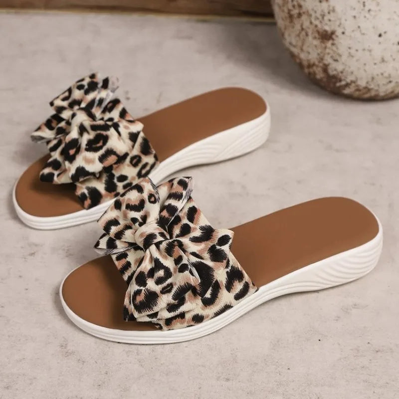 Women's Leopard Print Flat Slippers – Casual Outdoor Sandals Women's Flat Slippers Axl