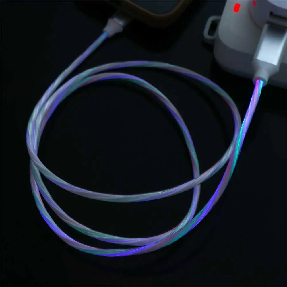 LED Glowing USB-C & Micro USB Charging Cable – 1M Luminous USB Charging Cable Axl white-Micro USB