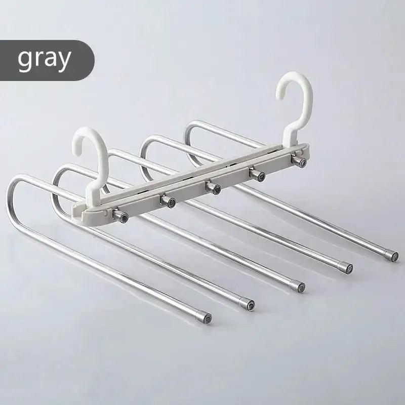 5-in-1 Folding Pants Rack – Stainless Steel Closet Organizer Pants Rack Hanger Axl