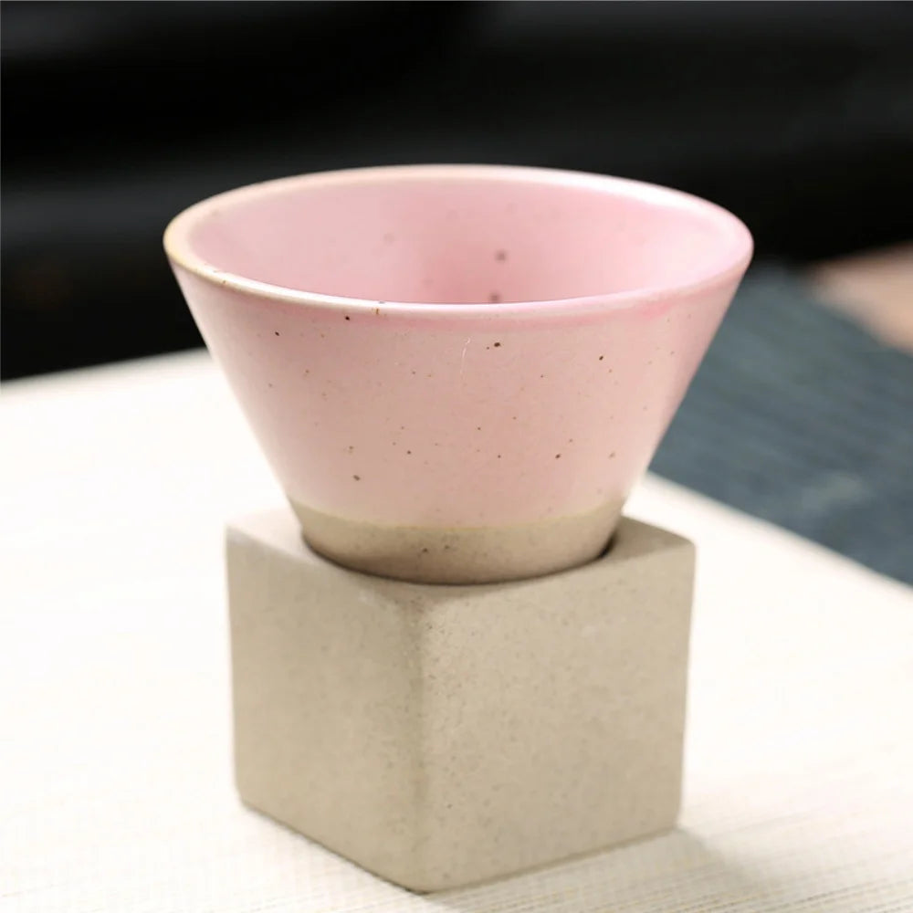 100ml Japanese Ceramic Coffee Mug – Triangular Cone & Square Base Ceramic Coffee Mug Axl 100ml Pink 100ml