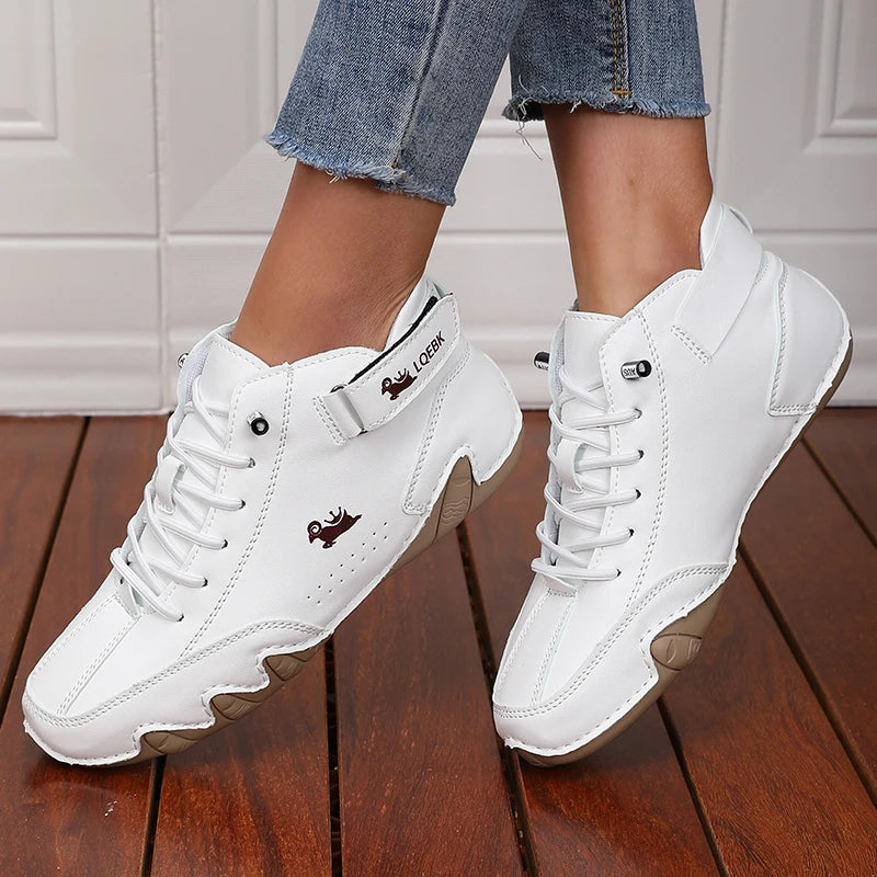 ZULIWAGN Women's Retro Waterproof Ankle Boots | Non-Slip Women's Ankle Boots Axl WHITE 46