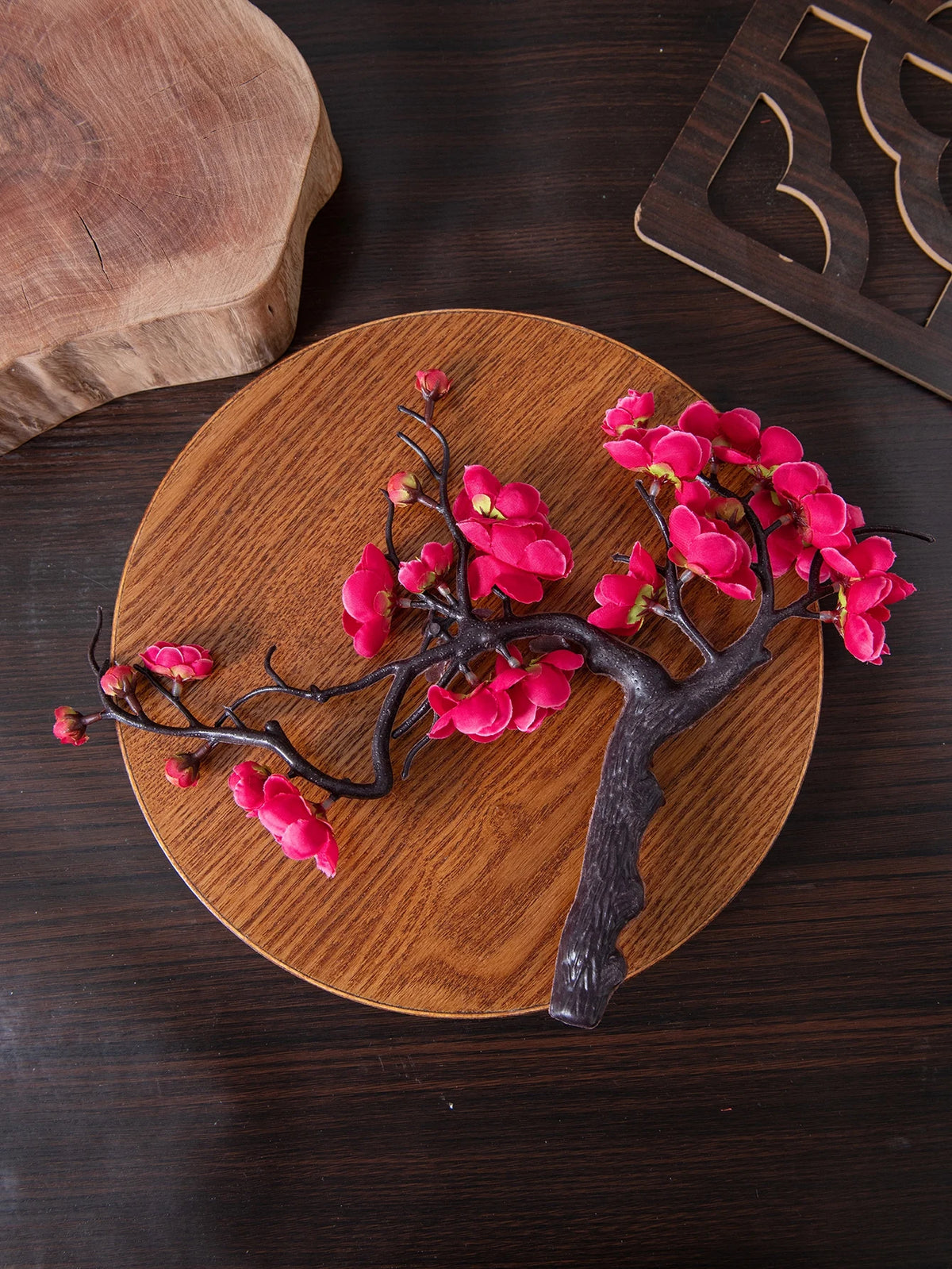 Silk Plum Blossom Branch – Artificial Spring Flower Décor Artificial Flower Branch Axl Deep Pink