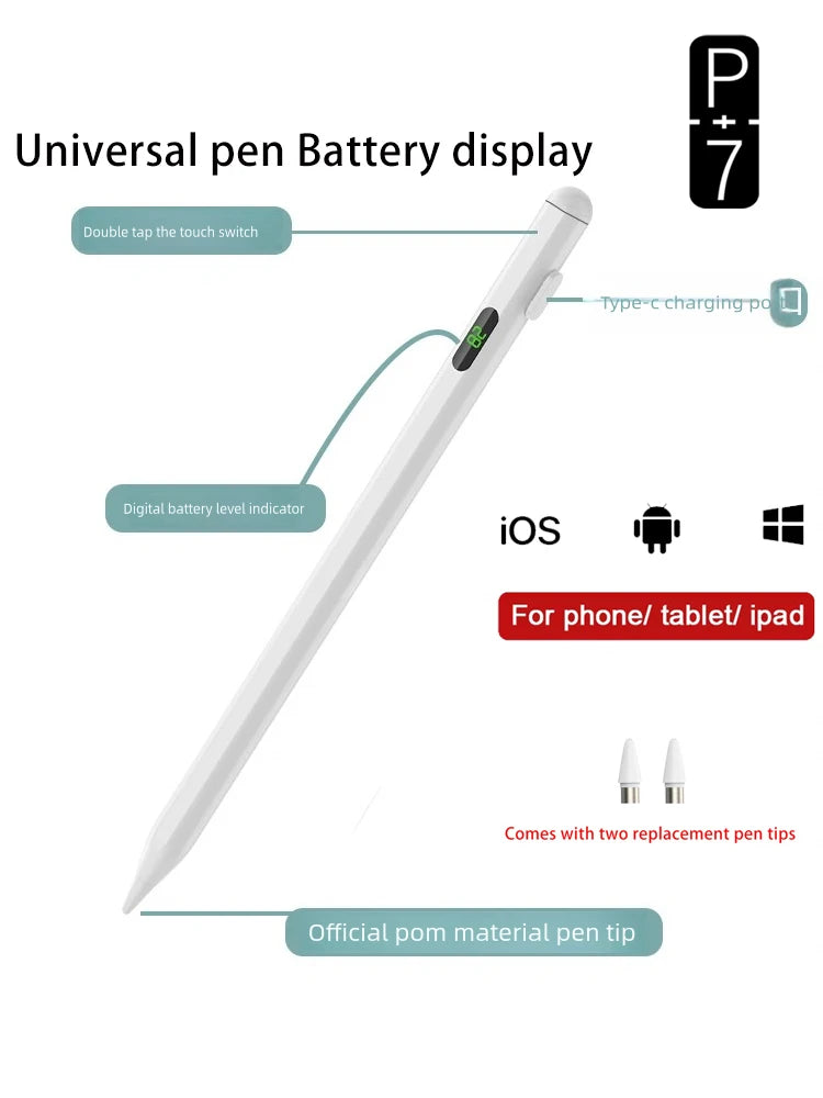 P+7 Universal Stylus Pen with Battery Display – iPad & Android Tablet Stylus Pen Axl