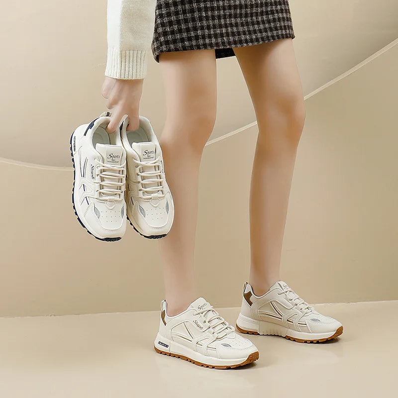 Women's Chunky Platform Sneakers – Breathable Air Mesh Lace-Up Platform Sneakers Axl